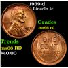 Image 1 : 1937-d Lincoln Cent 1c Grades GEM+ Unc RD