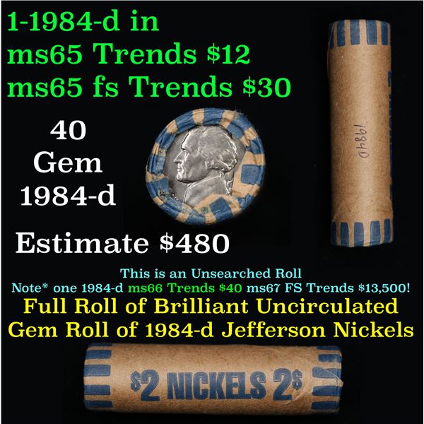Shotgun Jefferson 5c roll, 1984-d 40 pcs Brandt Wrapper