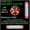 Image 1 : Shotgun Lincoln 1c roll, 2017-d 50 pcs Bank Wrapper.
