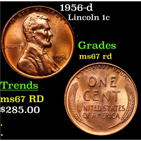 1956-d Lincoln Cent 1c Grades GEM++ Unc RD