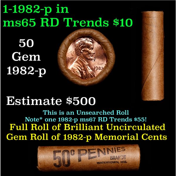 Shotgun Lincoln 1c roll, 1982-p 50 pcs Brandt Wrapper.
