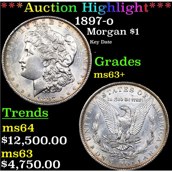 ***Auction Highlight*** 1897-o Morgan Dollar $1 Graded ms63+ By SEGS (fc)