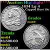 Image 1 : ***Auction Highlight*** 1834 Lg 4 Capped Bust Dime 10c Graded ms63+ By SEGS (fc)