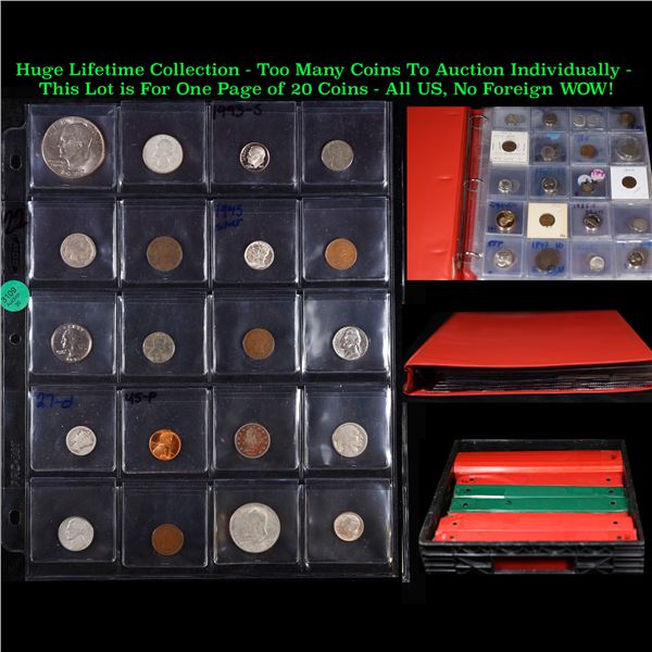 Huge Liifetime Collection - Too Many Coins To Auction Individually - This Lot is For One Page of 20 
