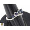 #56-HEATED BLUE SAPPHIRE & CZ RING SIZE 6.5