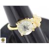 Image 1 : #64-UNHEATED GREEN AMETHYST & CZ RING SZIE 6.75