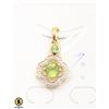 Image 1 : #95-UNHEATED GREEN PERIDOT & CZ PENDANT