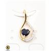 #113-HEATED BLUE SAPPHIRE & CZ PENDANT