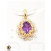 #78-UNHEATED PURPLE AMETHYST & CZ PENDANT