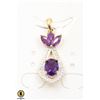 Image 1 : #81-UNHEATED PURPLE AMETHYST & CZ PENDANT