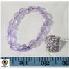 Image 1 : SILVER .925 PURPLE STONE RING (7), BRACELET