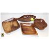 VINTAGE 4 PCS WOODEN SERVING SNACK BOWLS