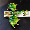 Image 1 : GOLD TONE WITH GREEN ENAMEL & CRYSTALS