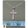 Image 1 : SILVER TONE NECKLACE 45 CM WITH ANGEL CROSS WITH