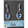 Image 1 : SILVER EARRINGS WITH 1 CT LIGHT BLUE CZ WITH