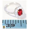 Image 1 : OVAL RED CZ WITH CLEAR ACCENTS SURROUNDING WITH