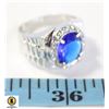 Image 1 : OVAL 11 MM X 13 MM BLUE CZ W/CLEAR ACCENTS SZ