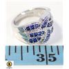 Image 1 : SILVER BLUE CZ IN RIBBON DESIGN RING SIZE 8
