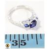 Image 1 : 1.25 CT BLUE CENTER W/BLUE & CLEAR CZ ACCENTS