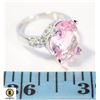 Image 1 : PINK OVAL 12 MM X 16 MM CZ WITH CLEAR ACCENTS