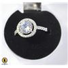 Image 1 : SILVER RING WITH 2 CT CZ CENTER WITH HALO