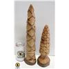 2 PCS LARGE HAND CARVED PINE TREE
