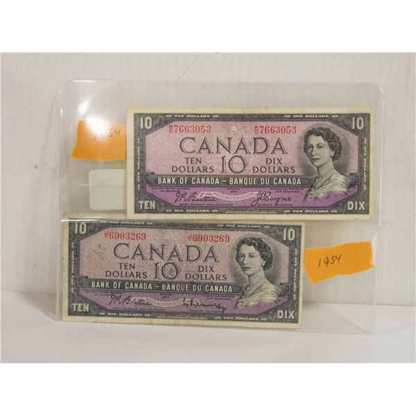 2X 1954 $10 NOTES