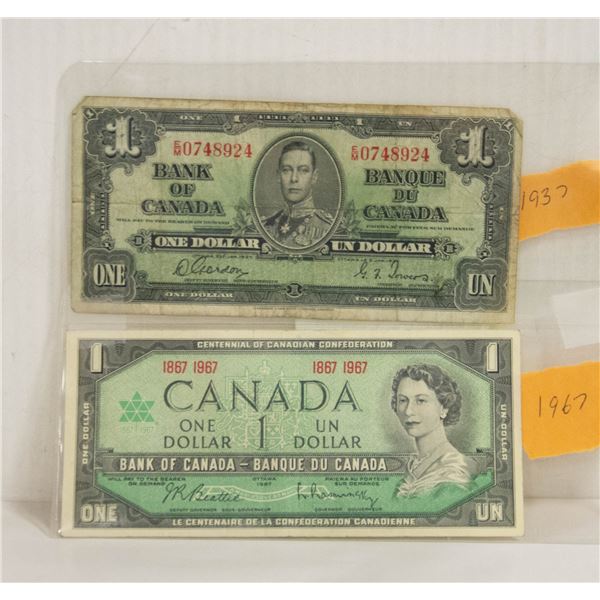 1937 $1 NOTE 1967 $1 NOTE