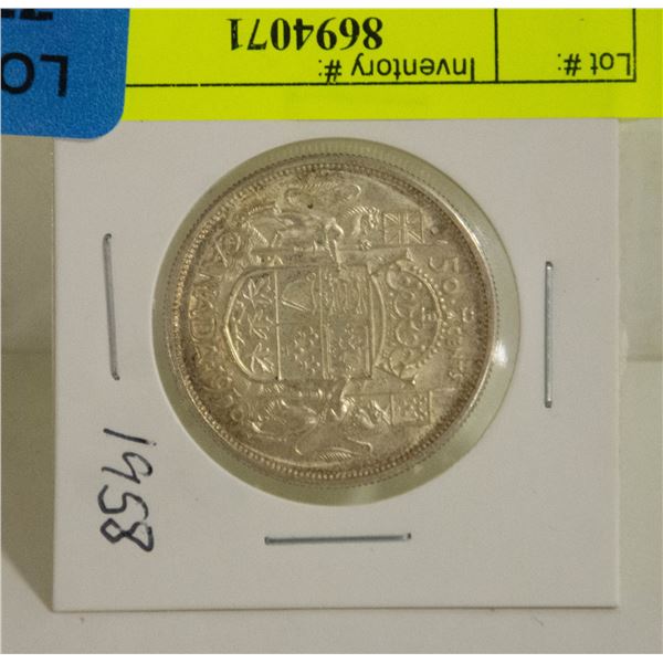 1958 SILVER 50 CENT PIECE