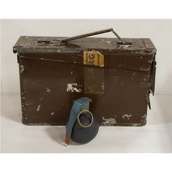 MILITARY AMMO BOX AND GRENADE