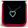 Image 1 : STAMPED 925 EMERALD AND CZ HEART SHAPED