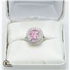 STAMPED 925 PRINCESS CUT PINK CZ WITH 2