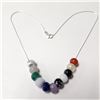 BZ1598-185 SILVER GENUINE GEMSTONE 16" NECKLACE