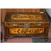 Image 1 : WOOD CARVED STORAGE CHEST 27" X 13" X 14"