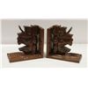 Image 1 : 2 HANDCARVED +SIGNED BOOK ENDS