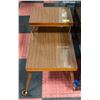 RETRO END TABLE 2 TIER BRASS AND WOOD TABLE