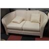 VINTAGE CREAM FABRIC LOVESEAT WITH CUSHIONS