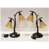 PAIR OF FLOWER SHAPED LAMPS W/GLASS