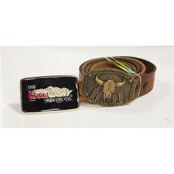 SIZE 36 MENS LEATHER BELTS WITH BUCKLES-ESTATE