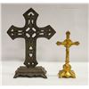 Image 1 : PAIR OF CRUCIFIXES. ONE GOLD COLORED
