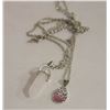 Image 1 : PAIR OF NEW POLISHED ROSE QUARTZ PENDANT NECKLACES
