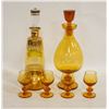 Image 1 : AMBER GLASS DECANTER WITH GOLD DECORATION