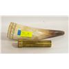 Image 1 : ANTIQUE LARGE POWDER HORN & BRASS