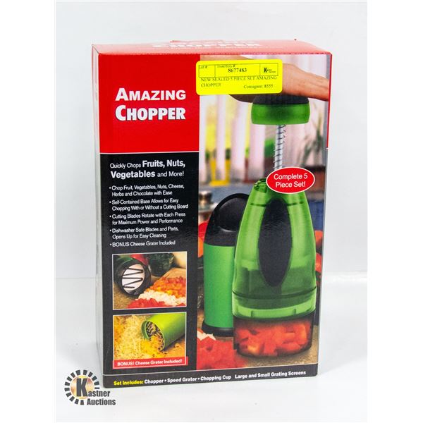 NEW SEALED AMAZING CHOPPER 5PC FOOD CHOPPER SET