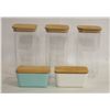 Image 1 : 5 BRAND NEW BAMBOO LIDDED FOOD STORAGE CONTAINERS
