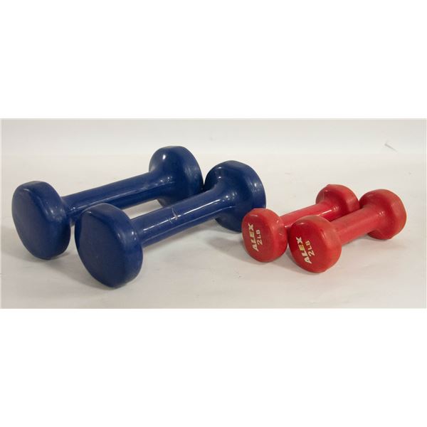 2 SETS OF HAND WEIGHTS,2+5 POUNDS EACH SET
