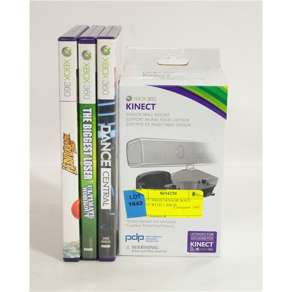 KINECT XBOX SENSOR WALL MOUNT WITH 3 XBOX