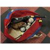 Image 1 : BLUE RED BAG FILLED WITH VINTAGE SPORTS EQUIPMENT