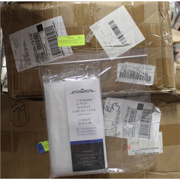 BOX 73 NEW CLEAR SHOWER CURTAIN LINERS, 72" X 72"