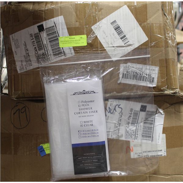 BOX 71 NEW CLEAR SHOWER CURTAIN LINERS, 72" X 72"